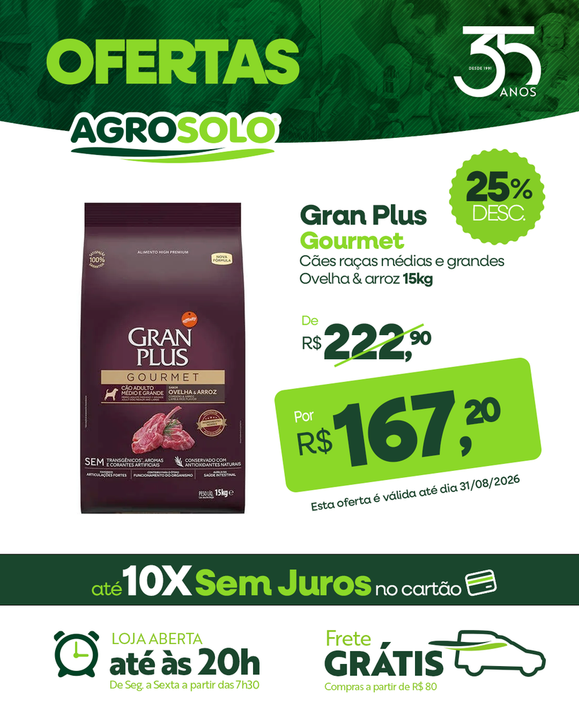 GRAN PLUS GOURMET OVELHA CÃES GRANDES